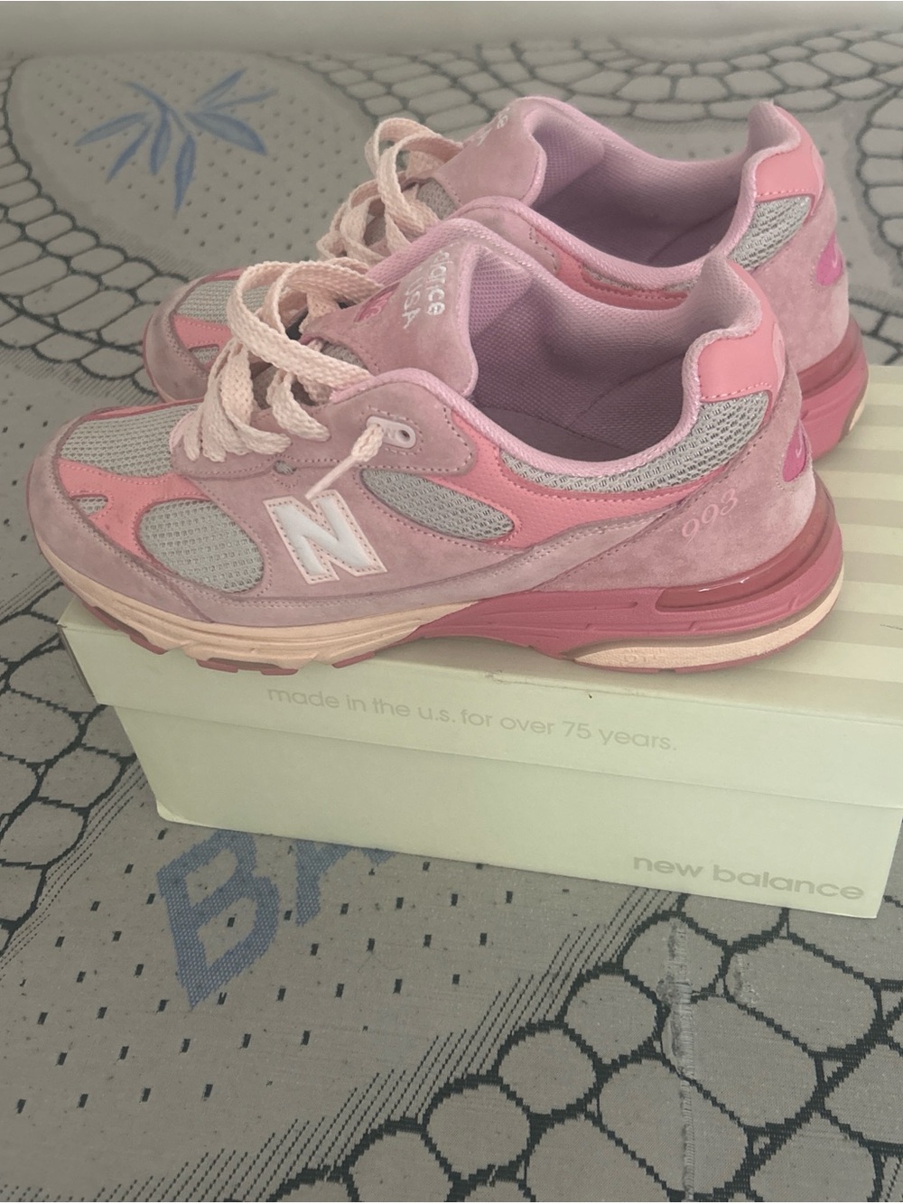 New Balance Pink Suede & Mesh 993 Sneakers